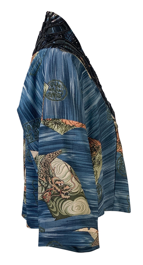 Short Blue Tiger Kimono